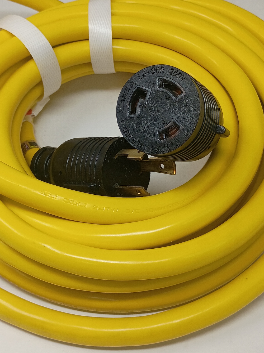 Heavy-Duty Yellow Power Extension Cord with 3-Prong L6-30R 250V Connector